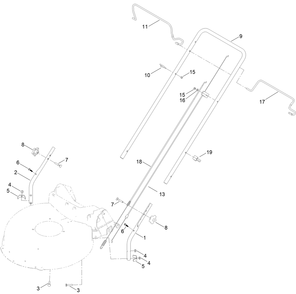 Part Location Diagram of 140-3915-05 Toro HANDLE-UPPER